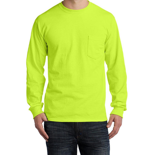 Gildan Long Sleeve Safety T-Shirt with Pocket