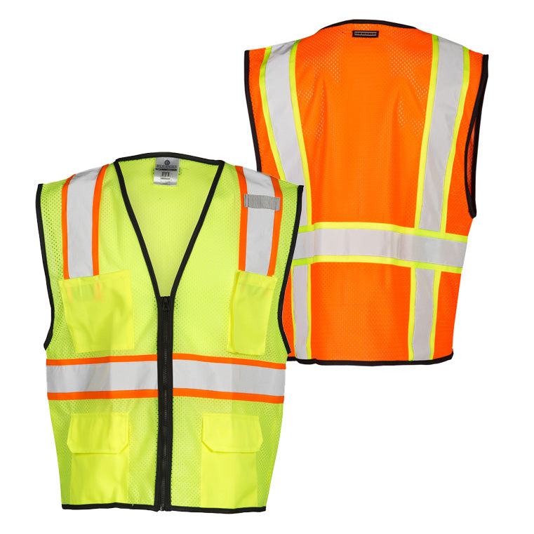 Hi-Viz Brand® 4 Pocket ANSI Class 2 Two-Tone Safety Vest (Mesh Fabric)