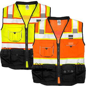 ML Kishigo Premium Black Series® Heavy Duty Class 2 Surveyors Safety Vest (Black Bottom)