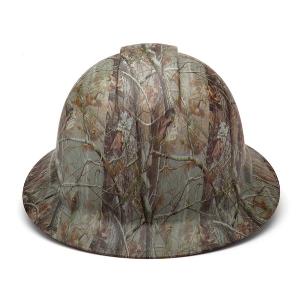 Camo Pattern - Pyramex Ridgeline Full Brim Hard Hat with 4-Point Ratchet Suspension (Non-Vented)