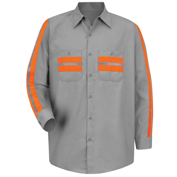 Red Kap® Enhanced Visibility Long Sleeve Button-Down Work Shirt