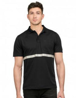 Mini-Pique Polo Shirt with Reflective Tape (with Pocket)